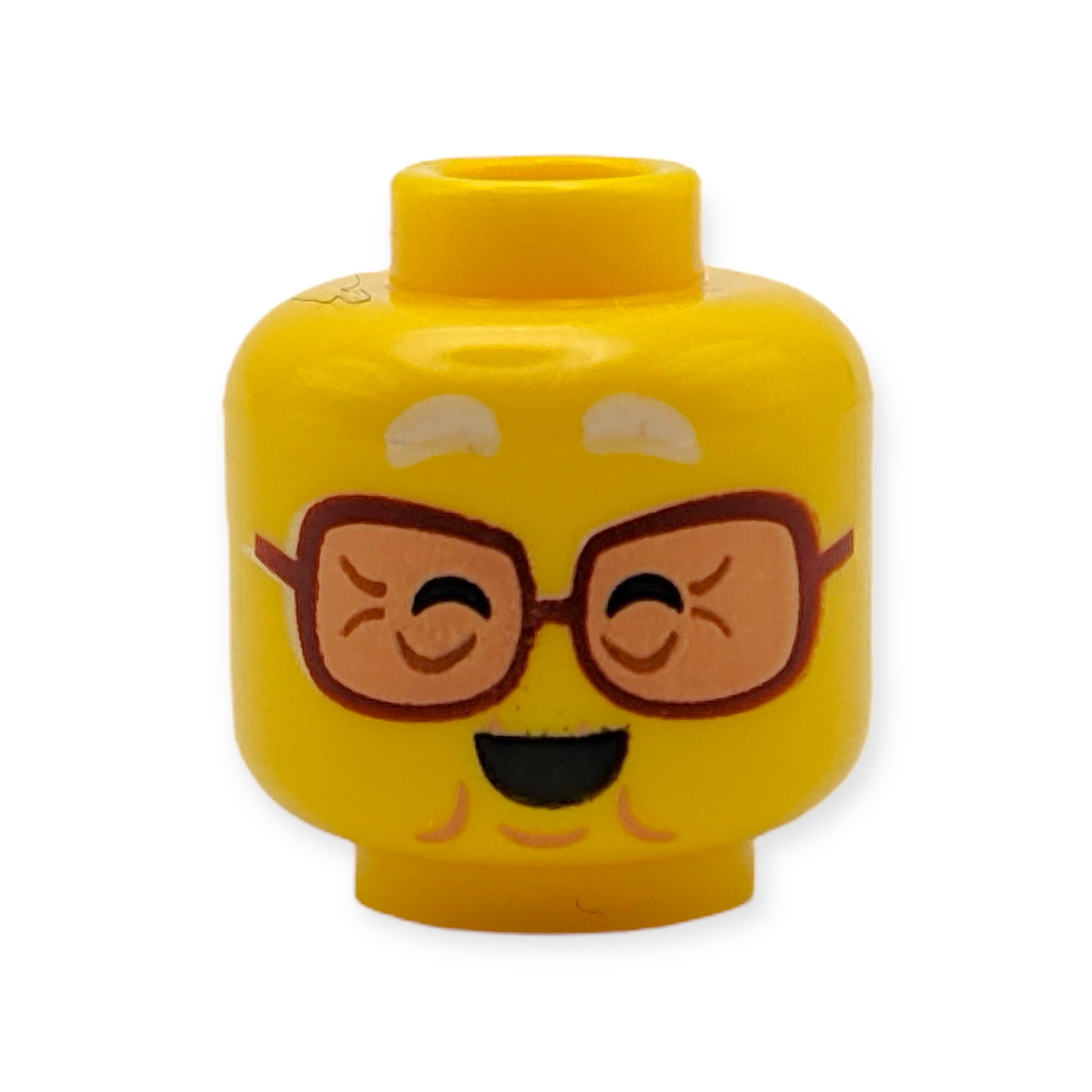 LEGO Minifiguren Kopf - 4027 Dual Sided White Eyebrows Reddish Brown Glasses with Nougat Lenses