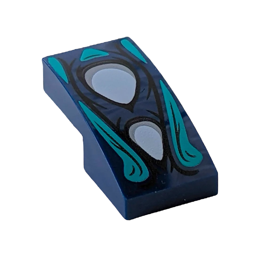 LEGO Slope Curved 2x1 x2/3 - 2 Weiße Muster Dunkeltürkise Highlights