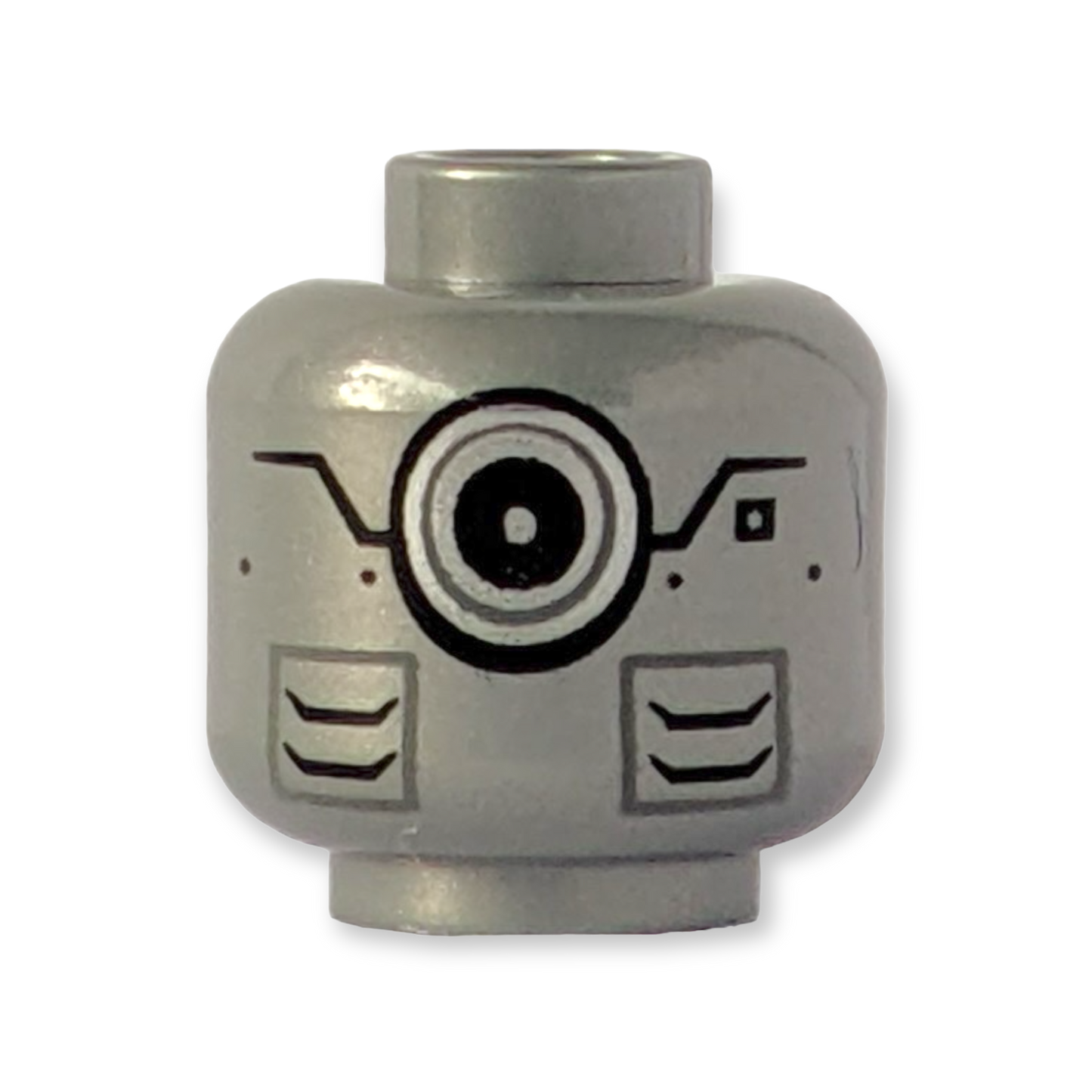 LEGO Minifiguren Kopf - 2500 Außerirdische metallische hellblaue Augen und schwarze wütende Augenbrauen