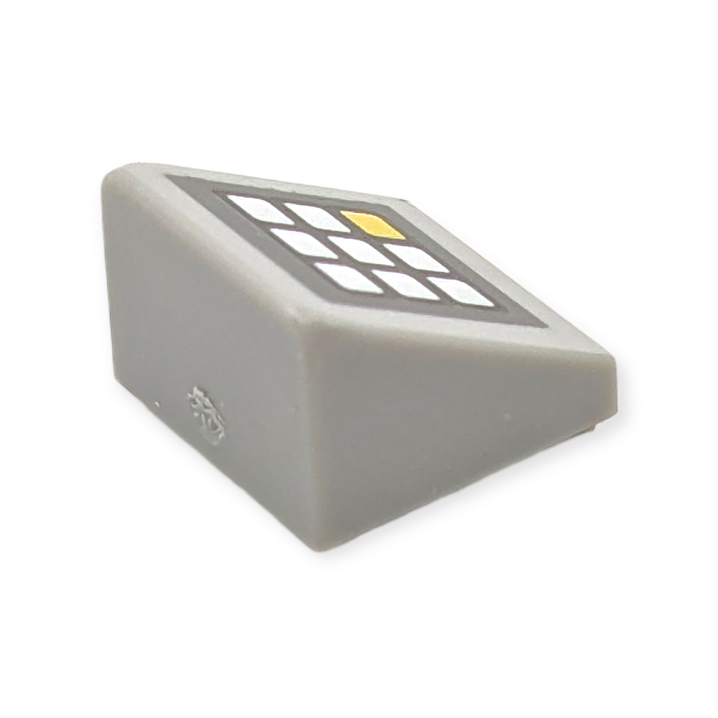 LEGO Slope 30 1x1x 2/3 - Clavier avec boutons blancs et jaunes sur fond gris bleuté foncé