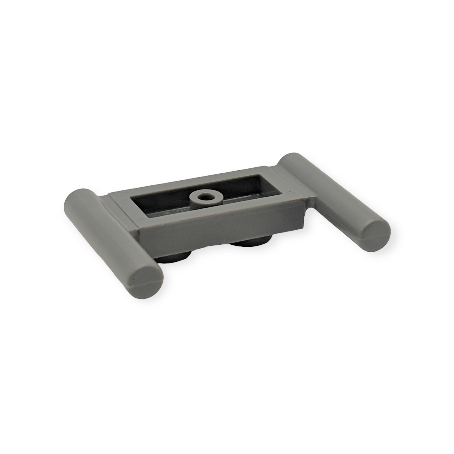 LEGO Plate Modified 1x2 with Bar Handles - Flat Ends Low Attachment - in Dark Bluish Gray
