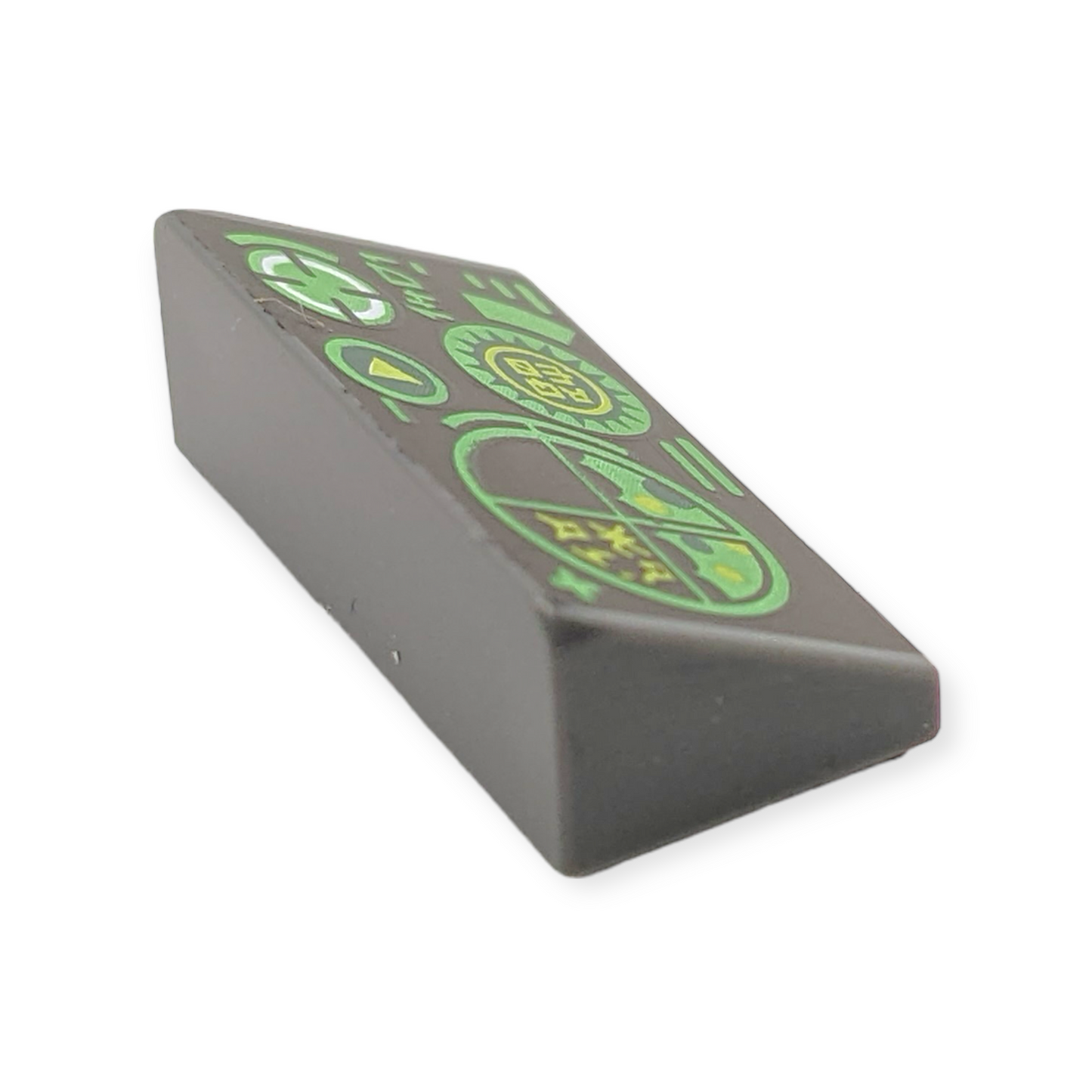 LEGO Slope 30 1x2x2/3 - Green Gauges and Radar Screen on Black Background