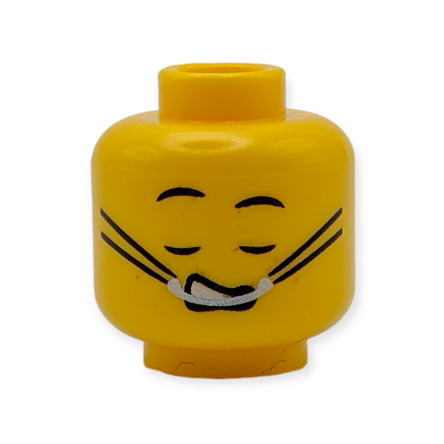 LEGO Minifiguren Kopf - 4024 Dual Sided Black Eyebrows, Silver Braces with Black Straps