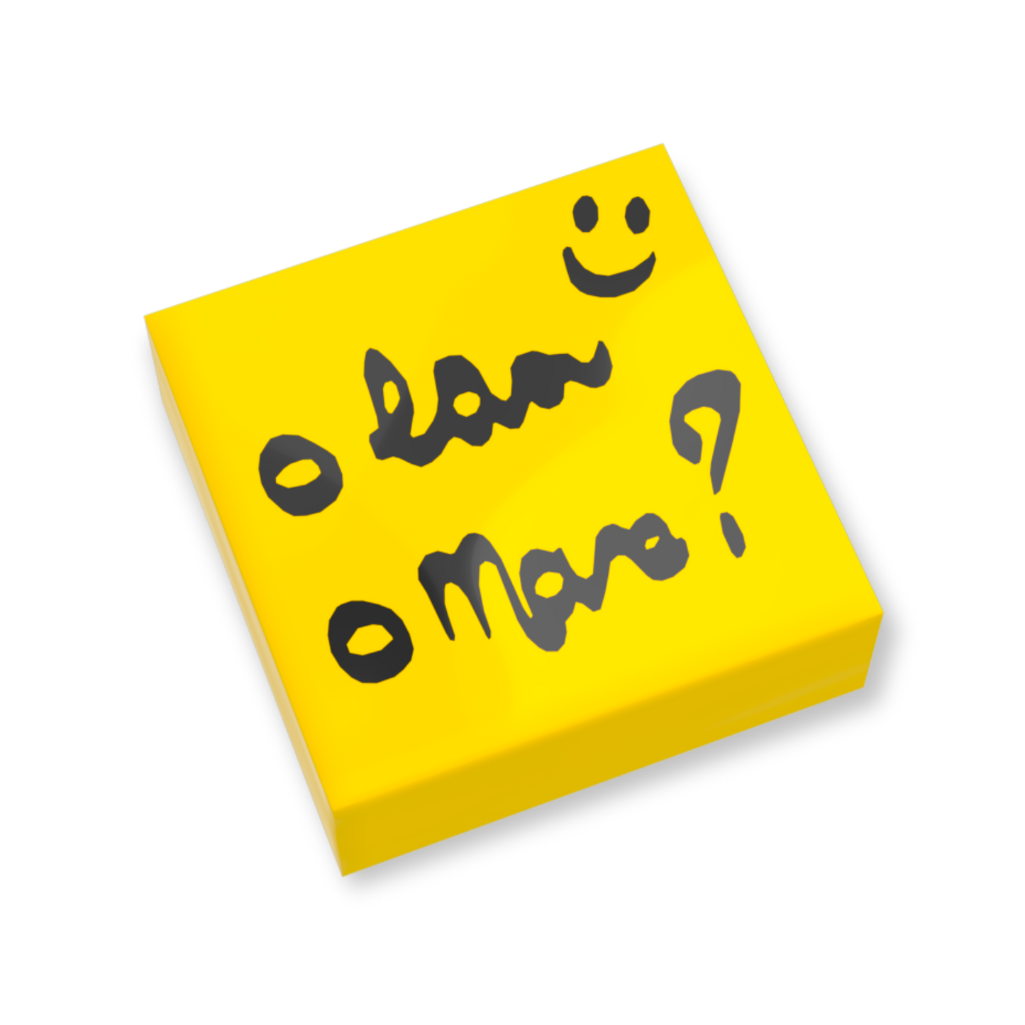 LEGO Fliese 1x1 - Schwarze Schrift Fragezeichen und Smiley