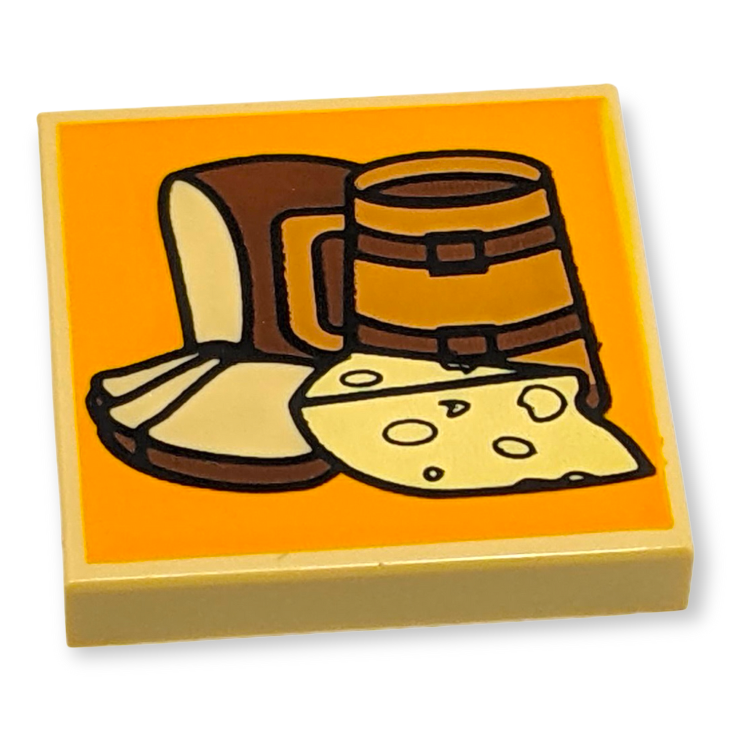 LEGO Fliese modifiziert 2x2 Inverted - Krug, Brot und Käse