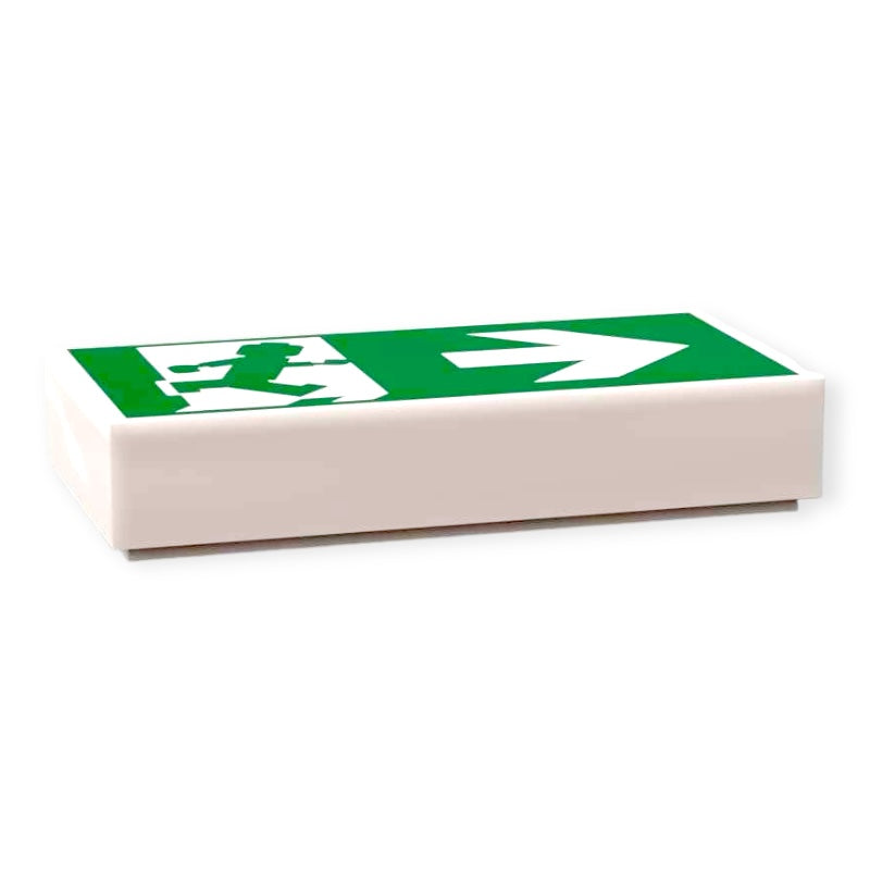 Bedruckte LEGO® Fliese 1x2 - Notausgang / Fluchtweg-Schild nach rechts