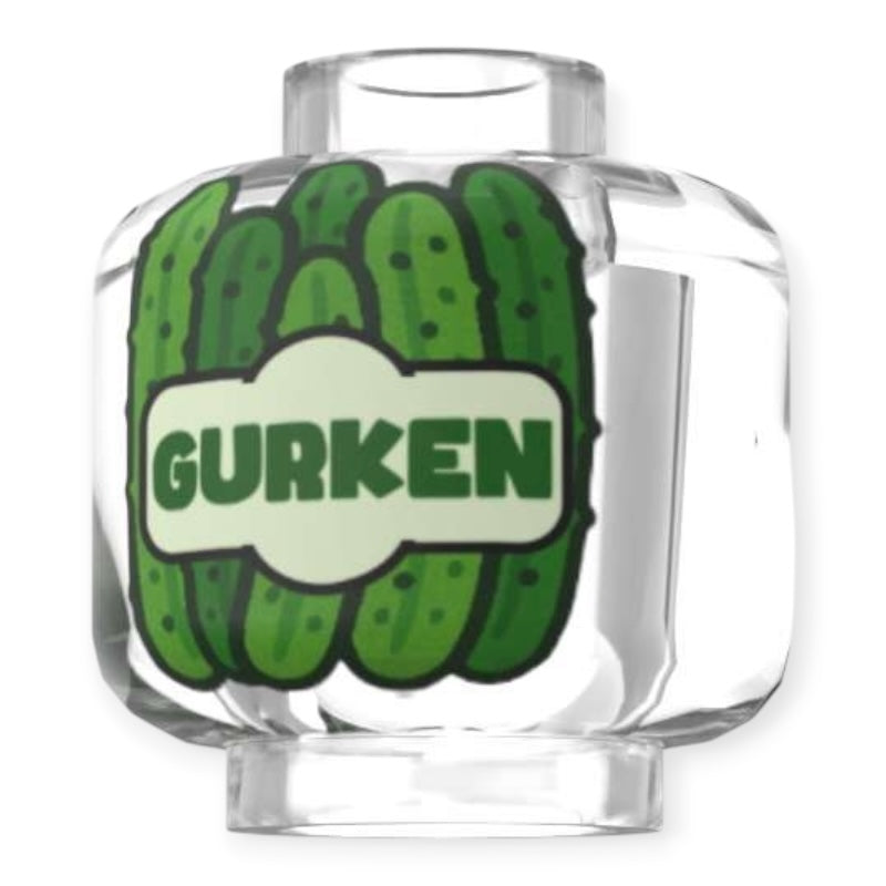 Bedruckter Transparenter LEGO® Kopf - Eingelegte Gurken