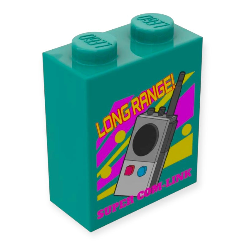 Bedruckter LEGO® Stein 1x2x2 - Retro Verkaufsbox 'Walkie Talkie'