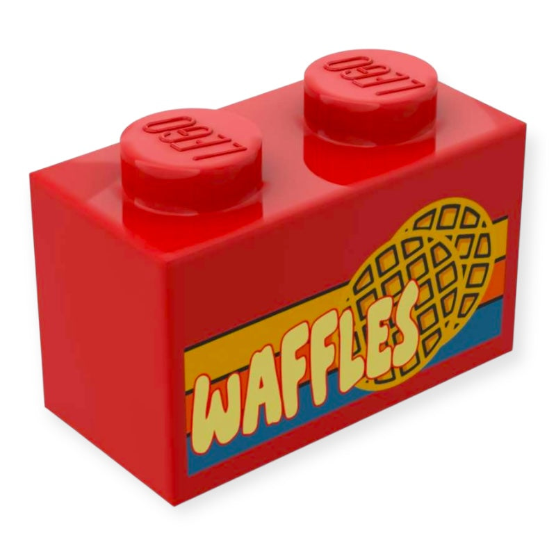 Bedruckter LEGO® Stein 1x2- Retro 'Waffles'