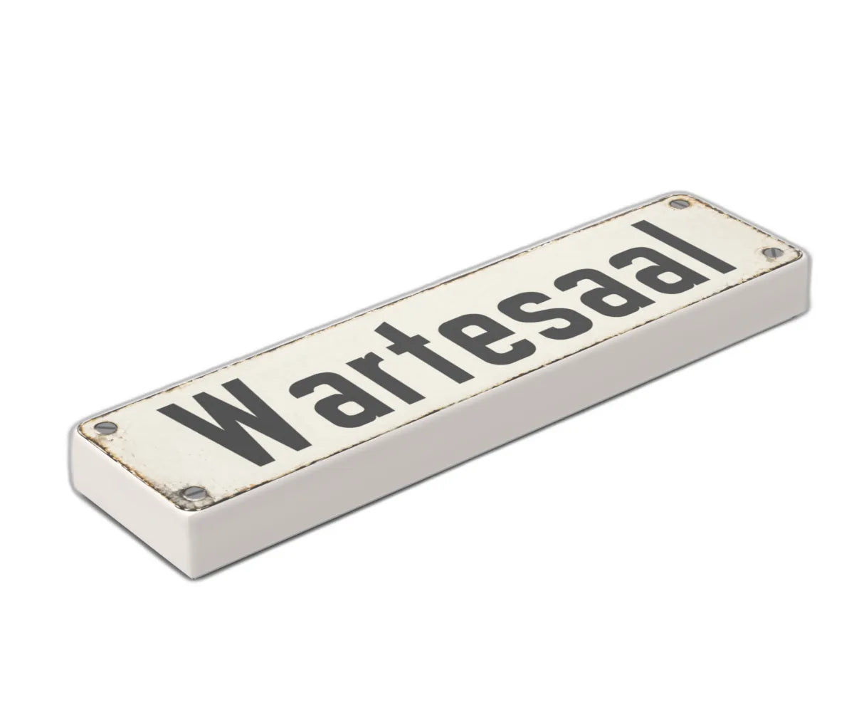 Bedruckte LEGO® Fliese 1x4 - Altes Schild 8 'Wartesaal'