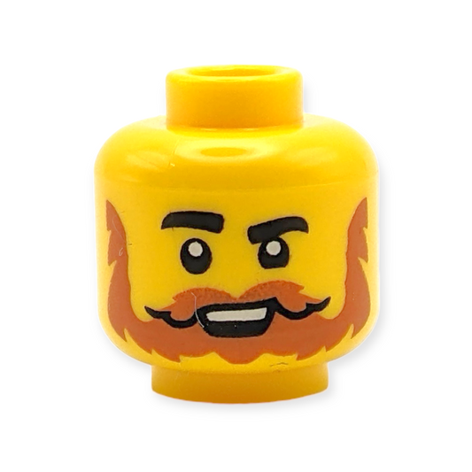 LEGO Head - 4031 Black Eyebrows, Dark Orange Beard and Moustache