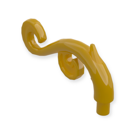 LEGO Plant Stem Curved with Bar Thorns and Swirls - Pearl Gold
