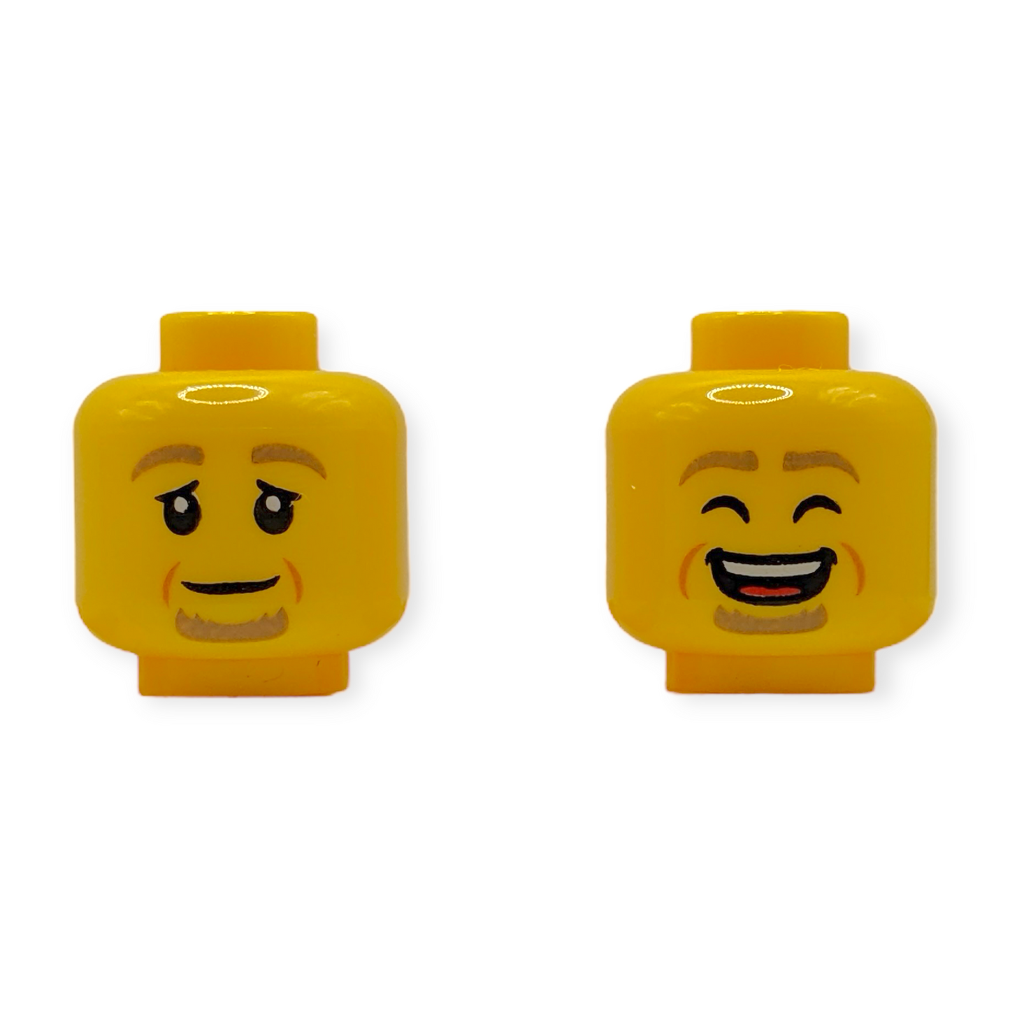 LEGO Head - 3671 Dual Sided Dark Tan Eyebrows and Goatee