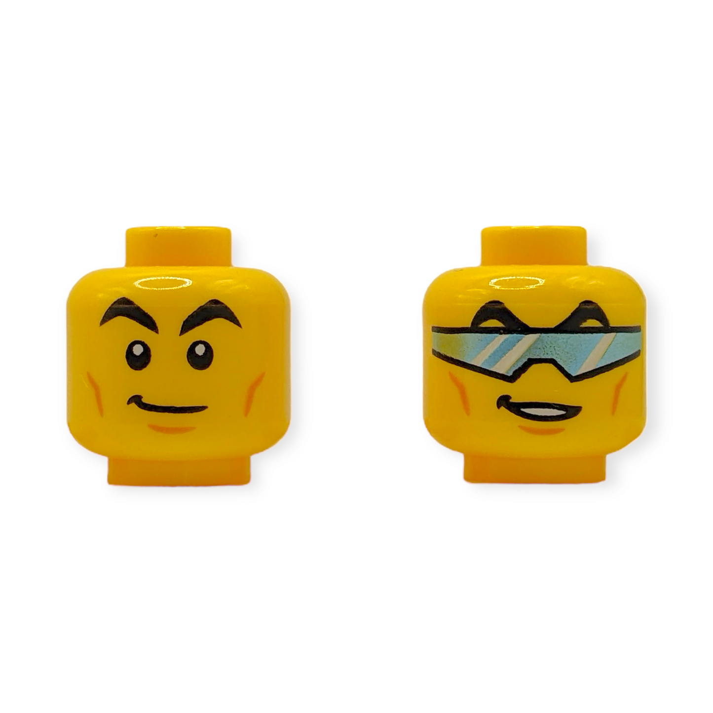 LEGO Head - 3927 Dual Sided Black Arched Eyebrows, Cheek Lines