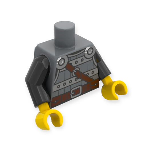 LEGO Torso - 6142 Viking Armor Metal Studded Breastplate Silver Shoulder Disks