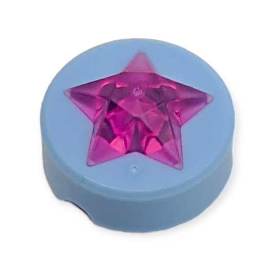 LEGO Tile Round 1x1 x 2/3 with Molded Trans-Dark Pink Star