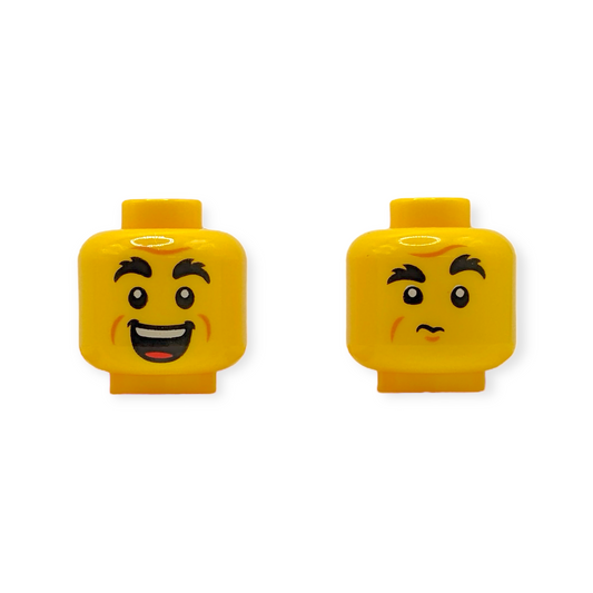 LEGO Head - 3922 Head Dual Sided Black Bushy Eyebrows