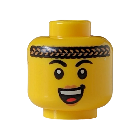 LEGO Head - 4151 Female Black Eyebrows Dark Tan Braided Headband