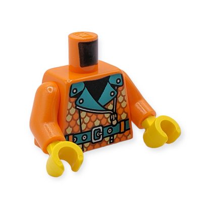 LEGO Torso - 6099 Coat with Dark Turquoise Lapels and Belt, Silver Studs