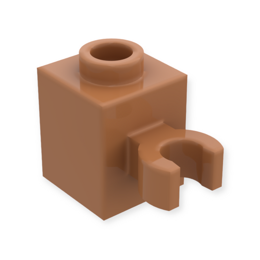 LEGO Brick Modified 1x1 mit Clip Vertical - Medium Nougat