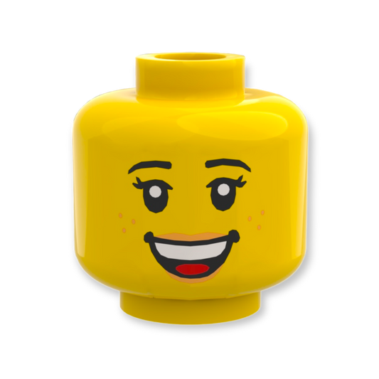 LEGO Head - 1675 Dual Sided Female Black Eyebrows Freckles Eyelashes