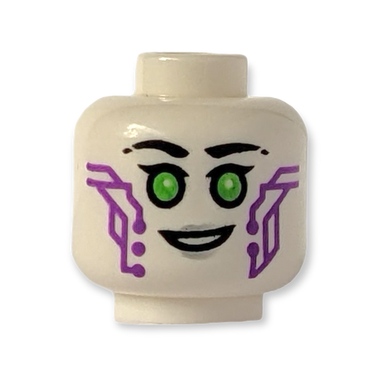 LEGO Head - 3626 Doppelseitiges weibliches Alien schwarze Augenbrauen leuchtend grüne Augen