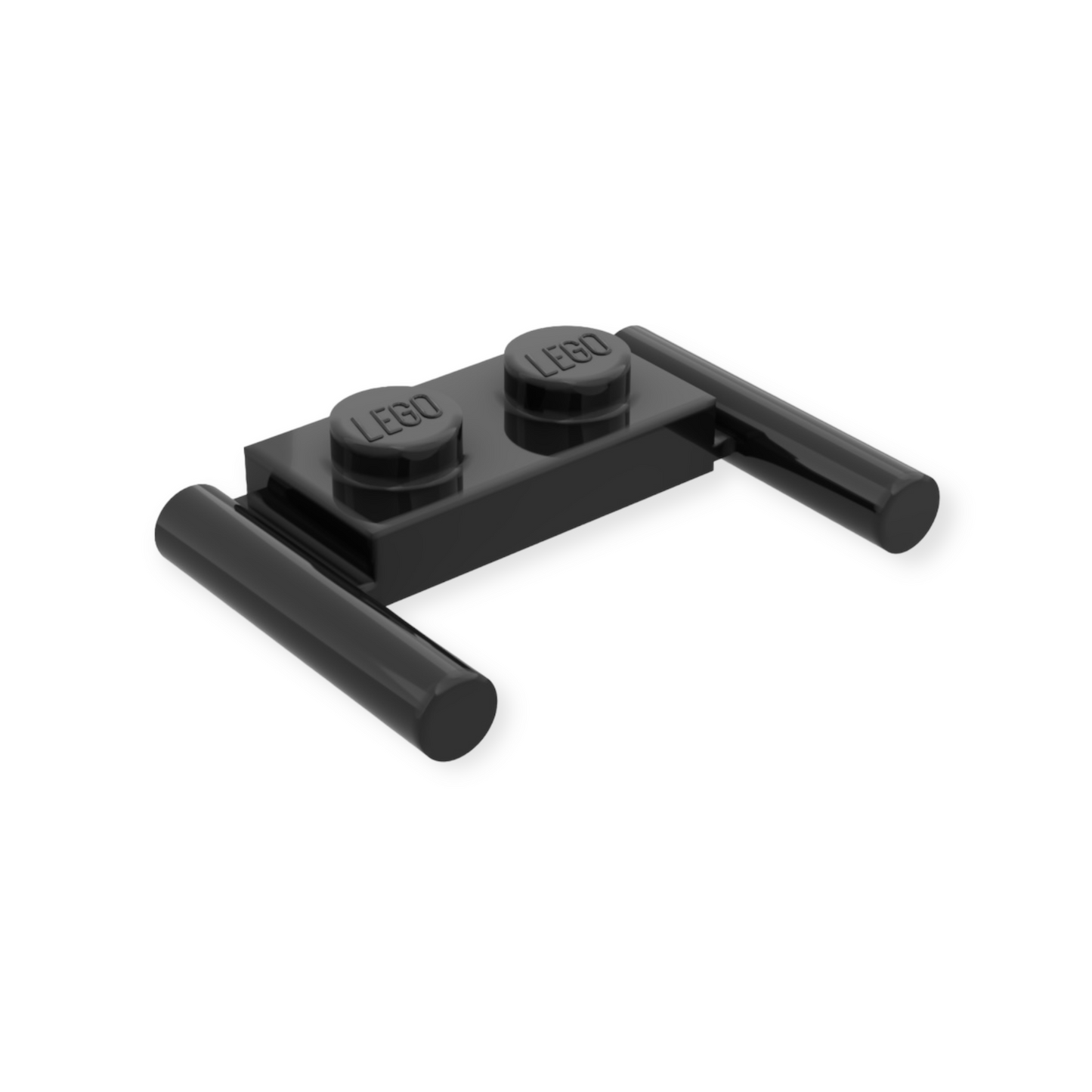 LEGO Plate Modified 1x2 with Bar Handles - Flat Ends Low Attachment - Black