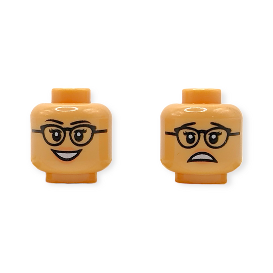 LEGO Head - 3863 Dual Sided Female Black Eyebrows, Glasses