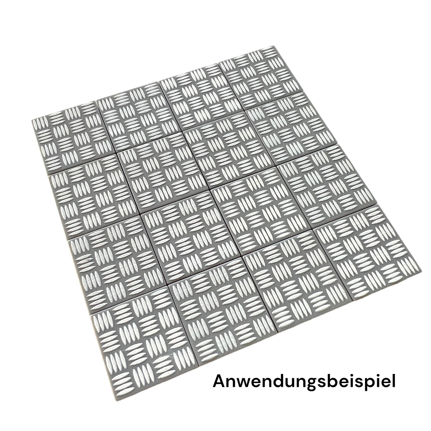 Tile 2x2 - Riffelblech-Muster Grau/Weiß