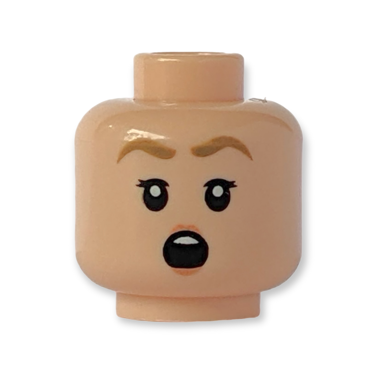 LEGO Head - 3462 Dunkelbraune Augenbrauen Lippen in Nougat Lächeln / Überrascht