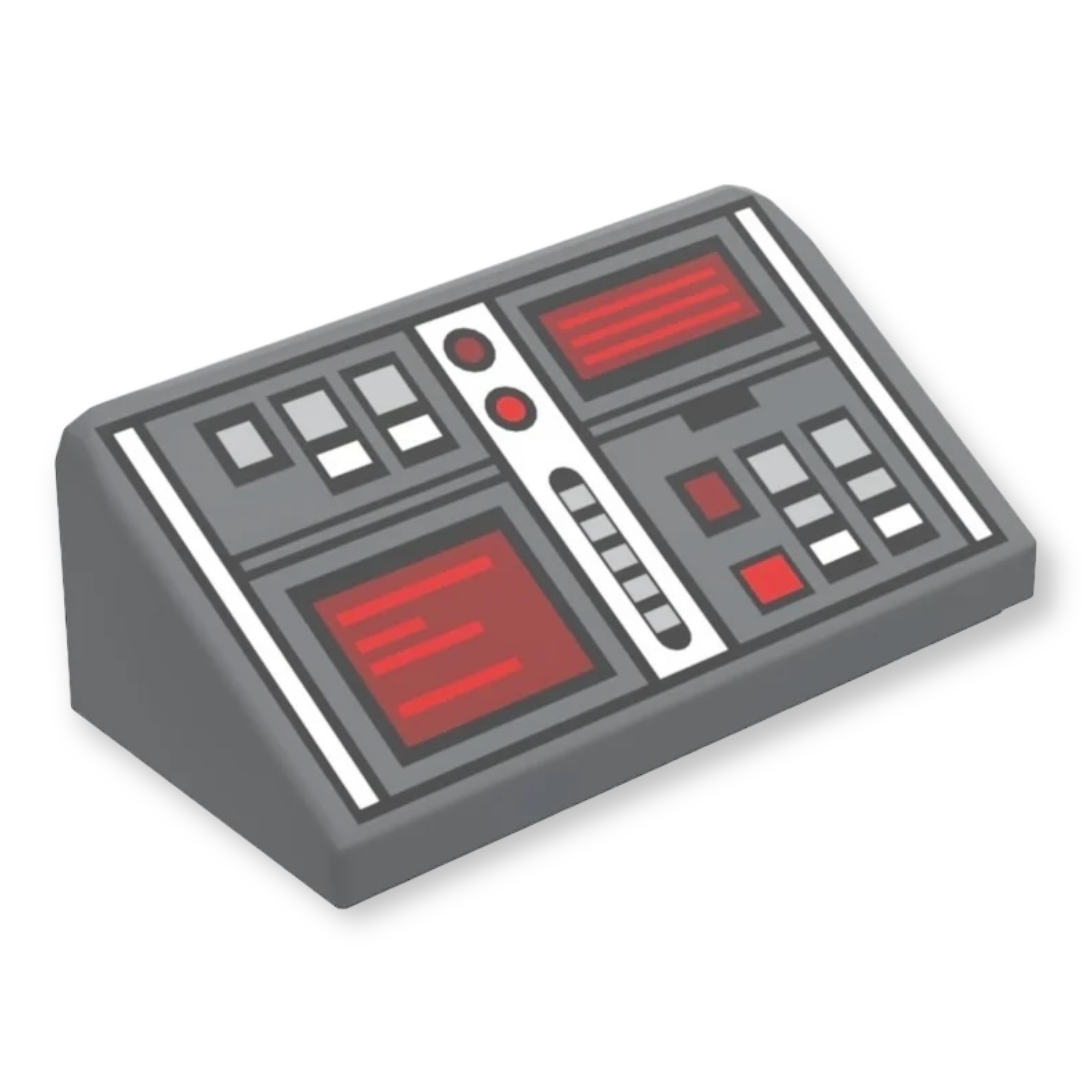 Slope Again Button LEGO Slope 30 1x2x2/3 - Red White and Silver Buttons Dark Red Screens ...