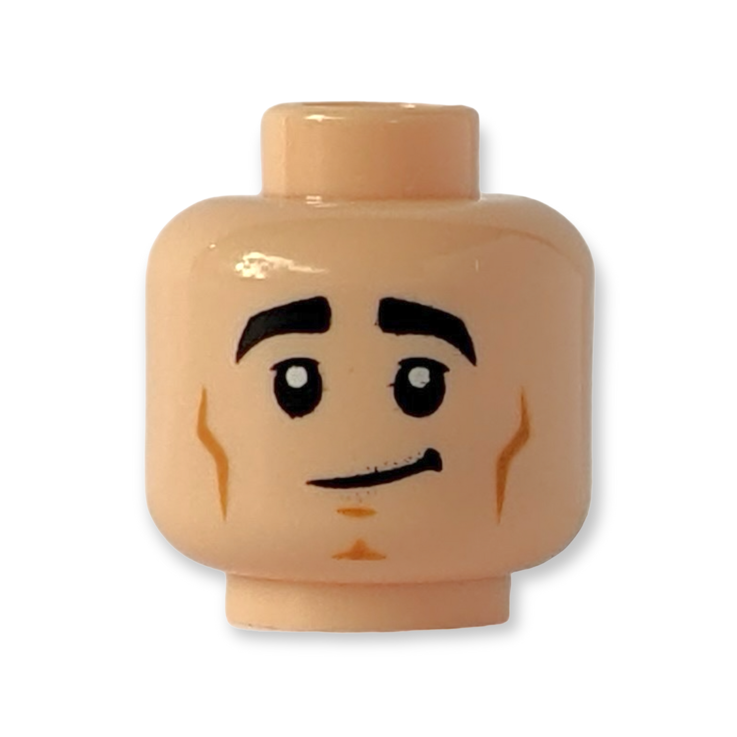 LEGO Head - 3464 Dicke schwarze Augenbrauen dunkelorange Wangenlinien und Grübchen am Kinn