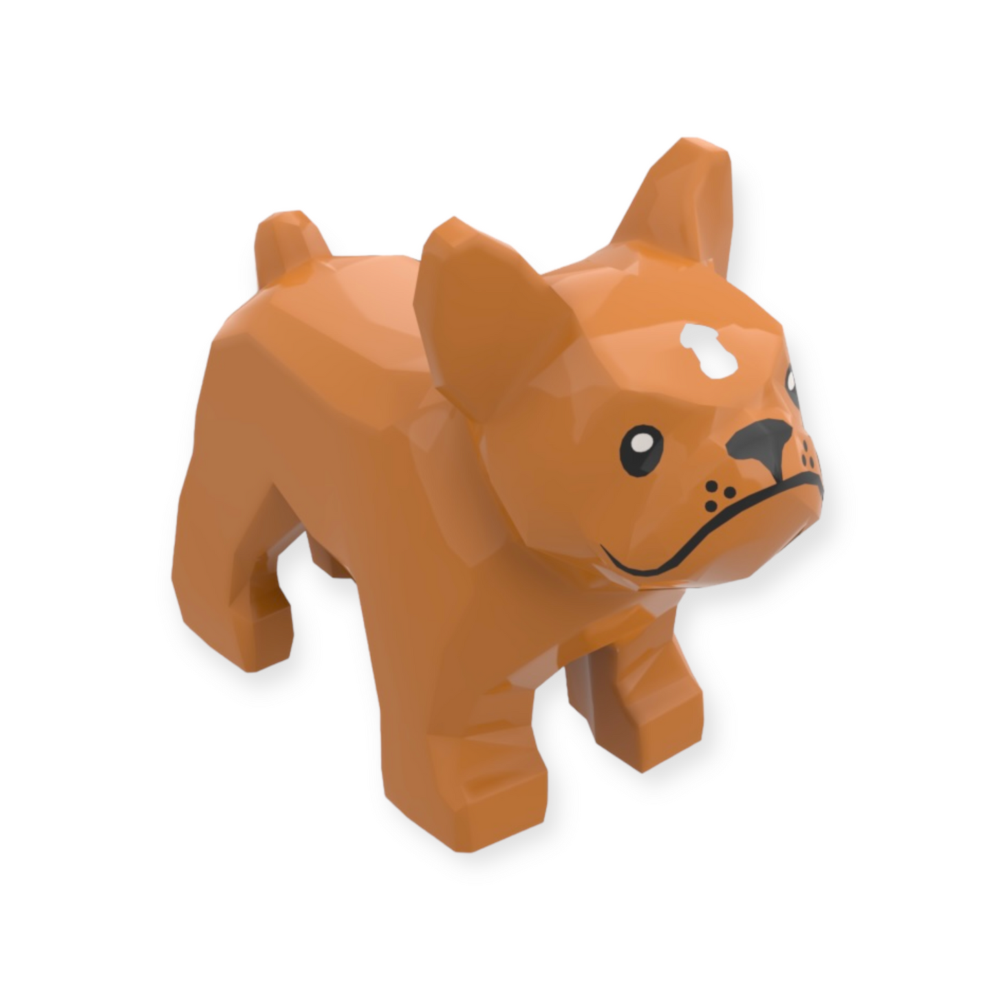LEGO Hund - French Bulldog with Black Eyes Nose Mouth in Medium Nougat