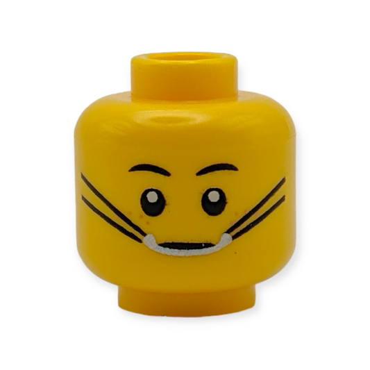 LEGO Head - 4024 Dual Sided Black Eyebrows, Silver Braces with Black Straps