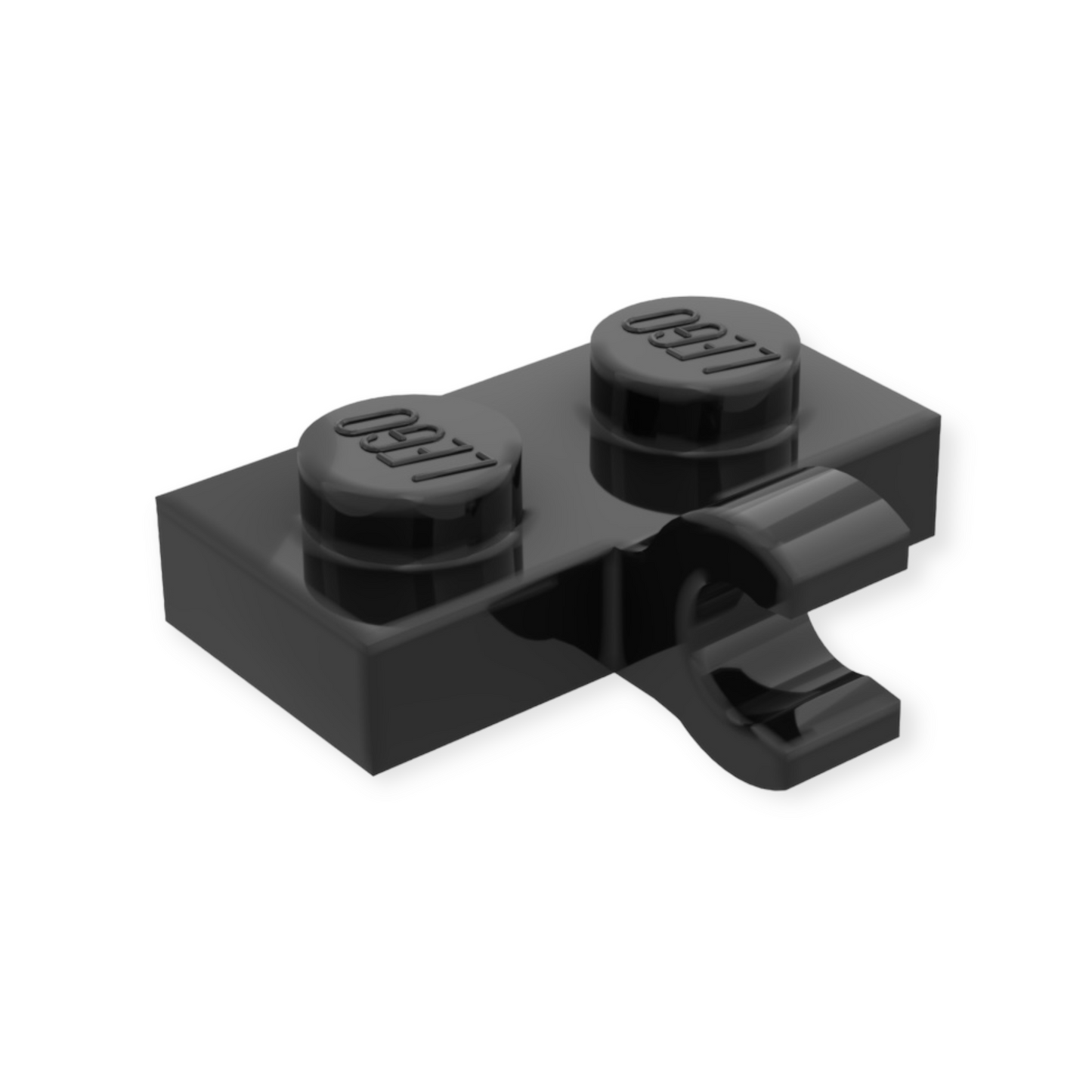 LEGO Plate Modified 1x2 with Clip on Side (Horizontal Grip) - in Black