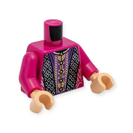 LEGO Torso - 3989 Robe with Hood Black and Dark Purple Panels Ornate Silver