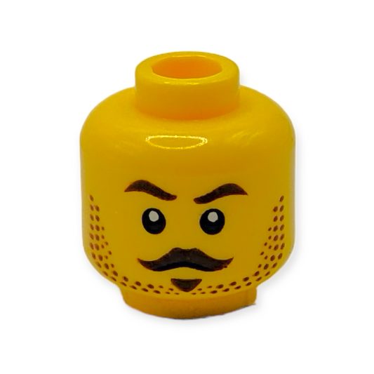 LEGO Head- 3909 Dual Sided Male Dark Brown Eyebrows, Moustache