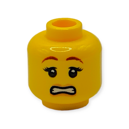 LEGO Head- 1771 Dual Sided Female Reddish Brown Eyebrows, Black Eyelashes