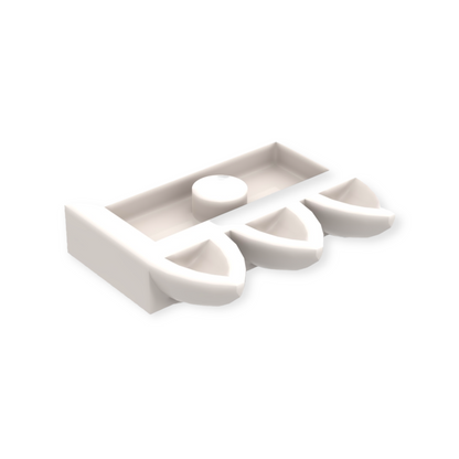 LEGO Plate Modified 1x2 with 3 Teeth - White