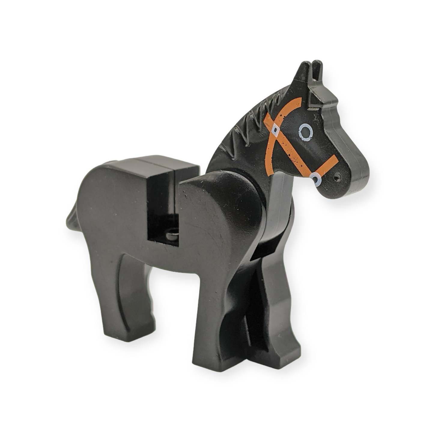 LEGO Horse with Black Eyes Circled with White, Brown Bridle Pattern