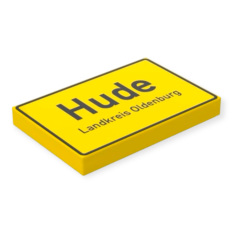 Bedruckte LEGO® Fliese 2x3 - Ortsschild Hude