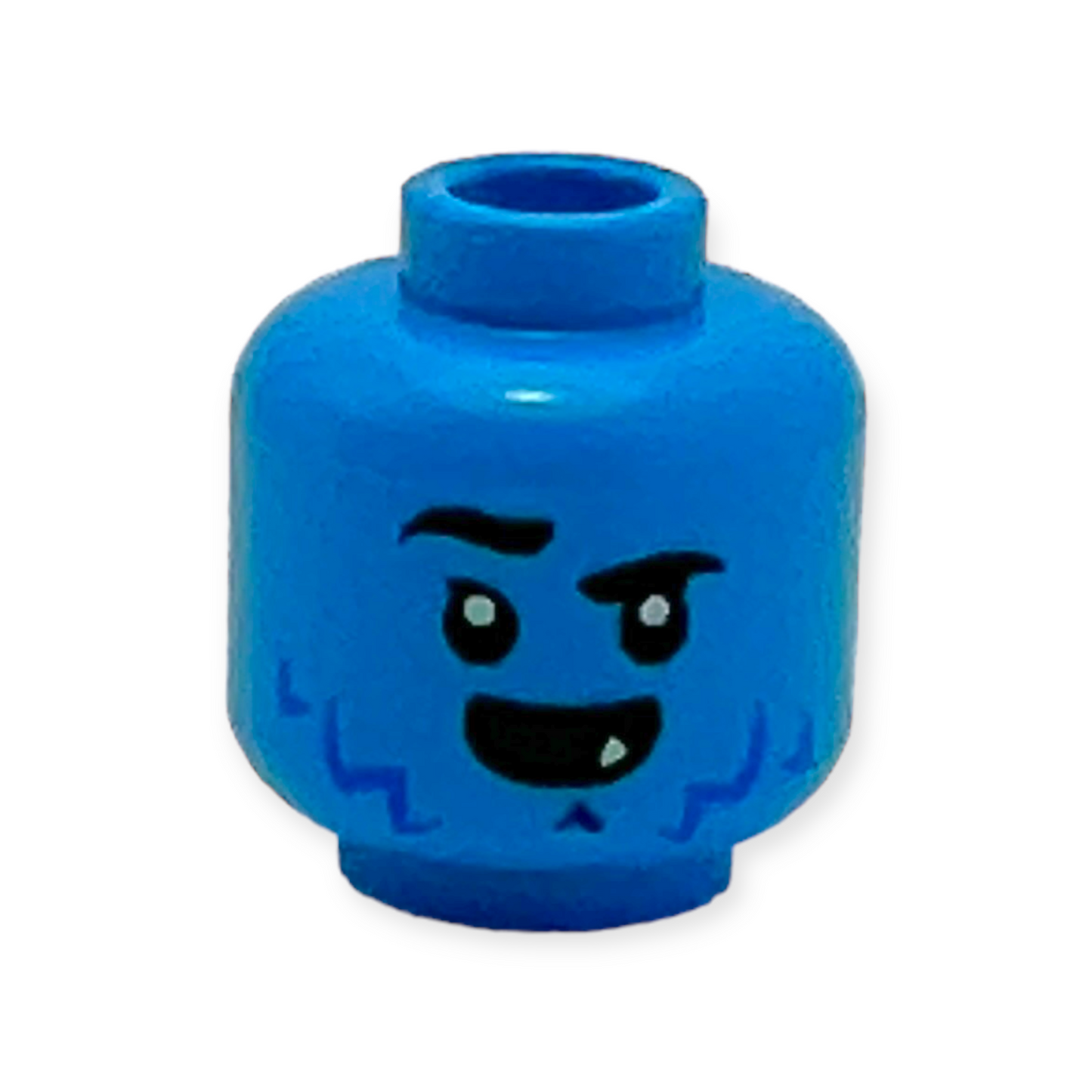 LEGO Head - 4077 Dual Sided Alien Black Eyebrows Blue Beard Stubble White Sharp Tooth