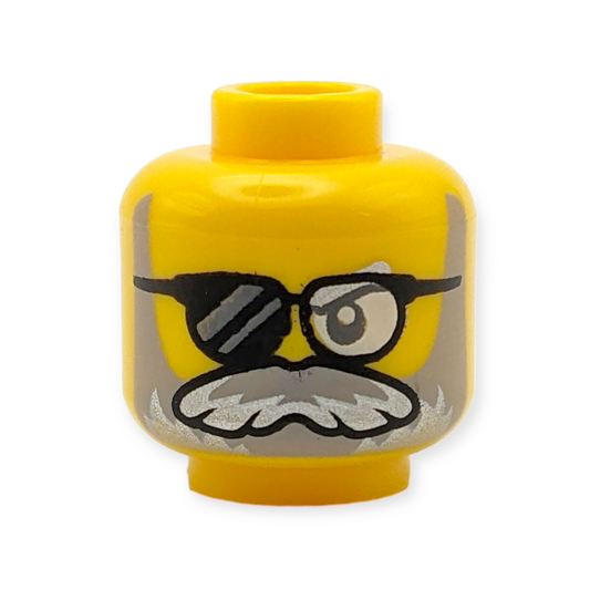 LEGO Head - 4089 Dark Bluish Gray Eye Black Sunglasses with Clear Left Lens