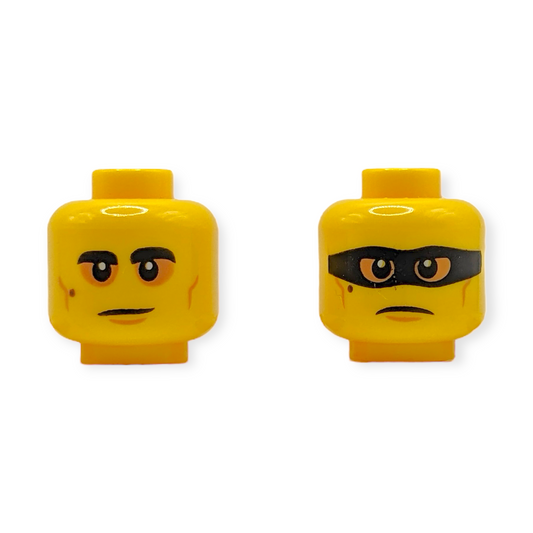 LEGO Head - 3060 Dual Sided Black Eyebrows and Mole