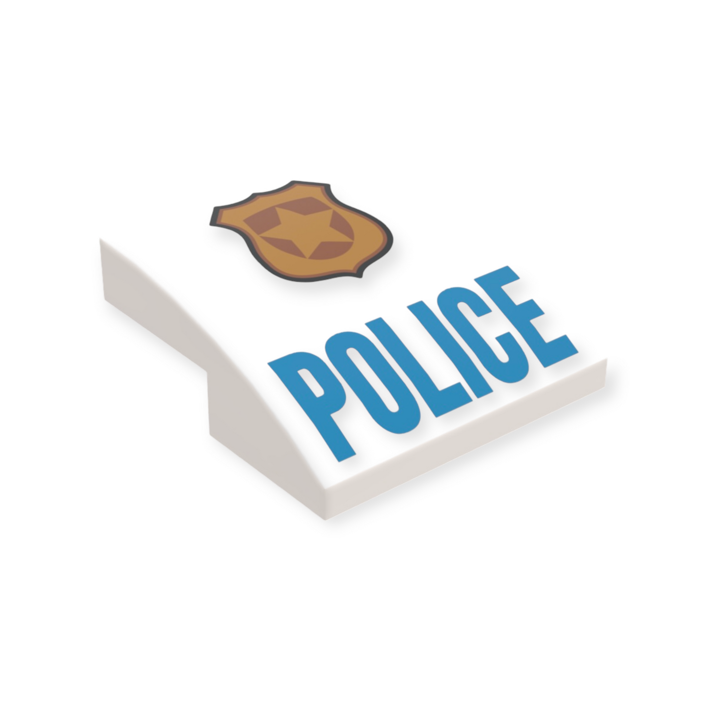 LEGO Slope Curved 2x2 x2/3 - Gold and Copper Badge with Star and Black Outline Blue POLICE