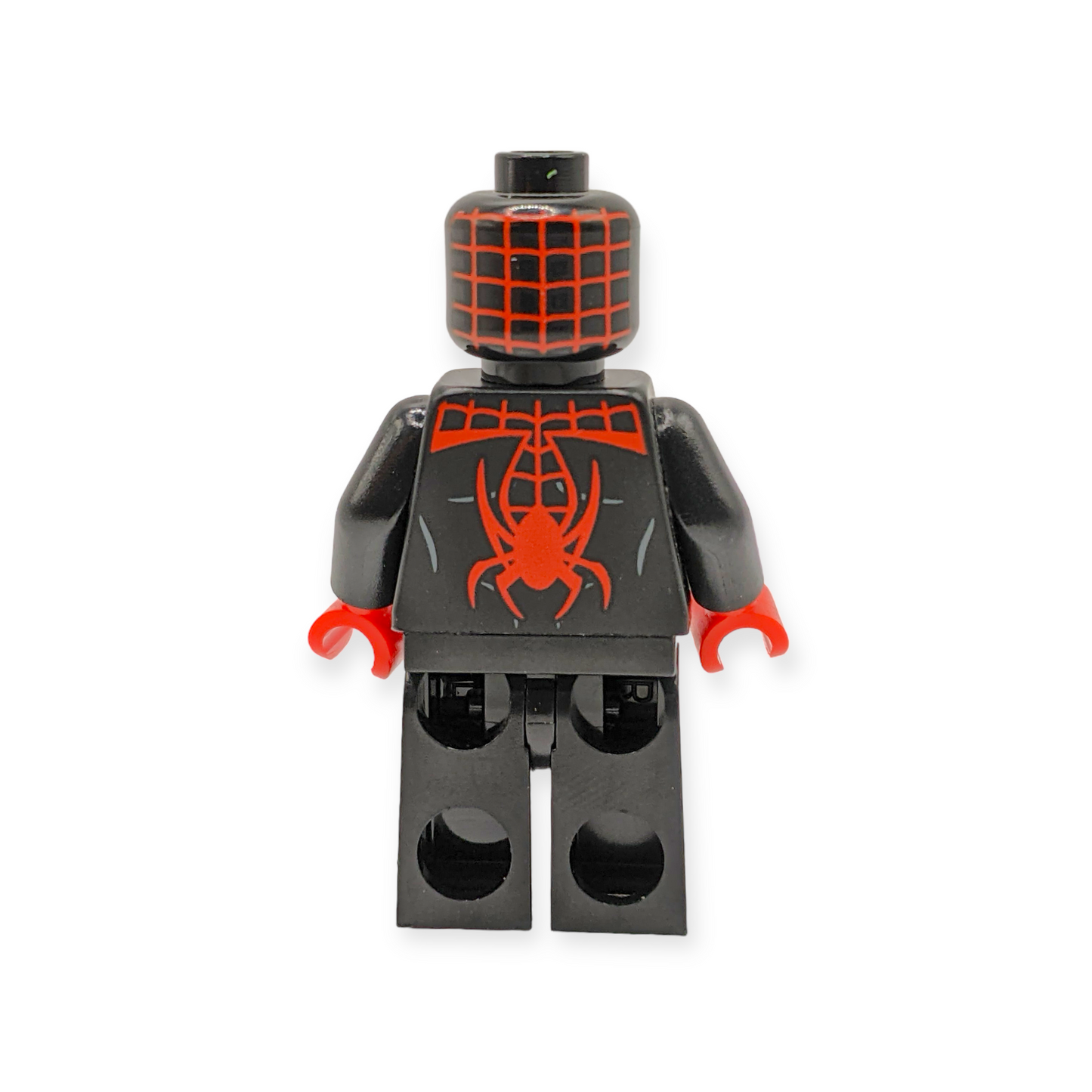 LEGO Minifigur Spider-Man (Miles Morales) - Red Webbing on Head, Red Hands