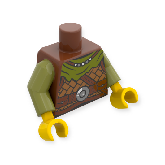LEGO Torso - 6141 Viking Armor Medium Nougat Leather Olive Green Bandana