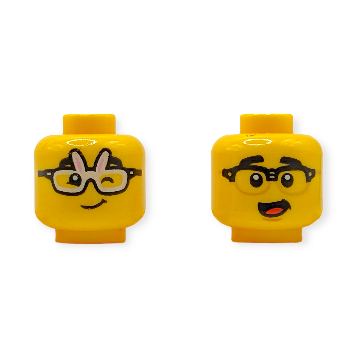 LEGO Head - 3912 Dual Sided Black Eyebrows, Black and Gold Glasses