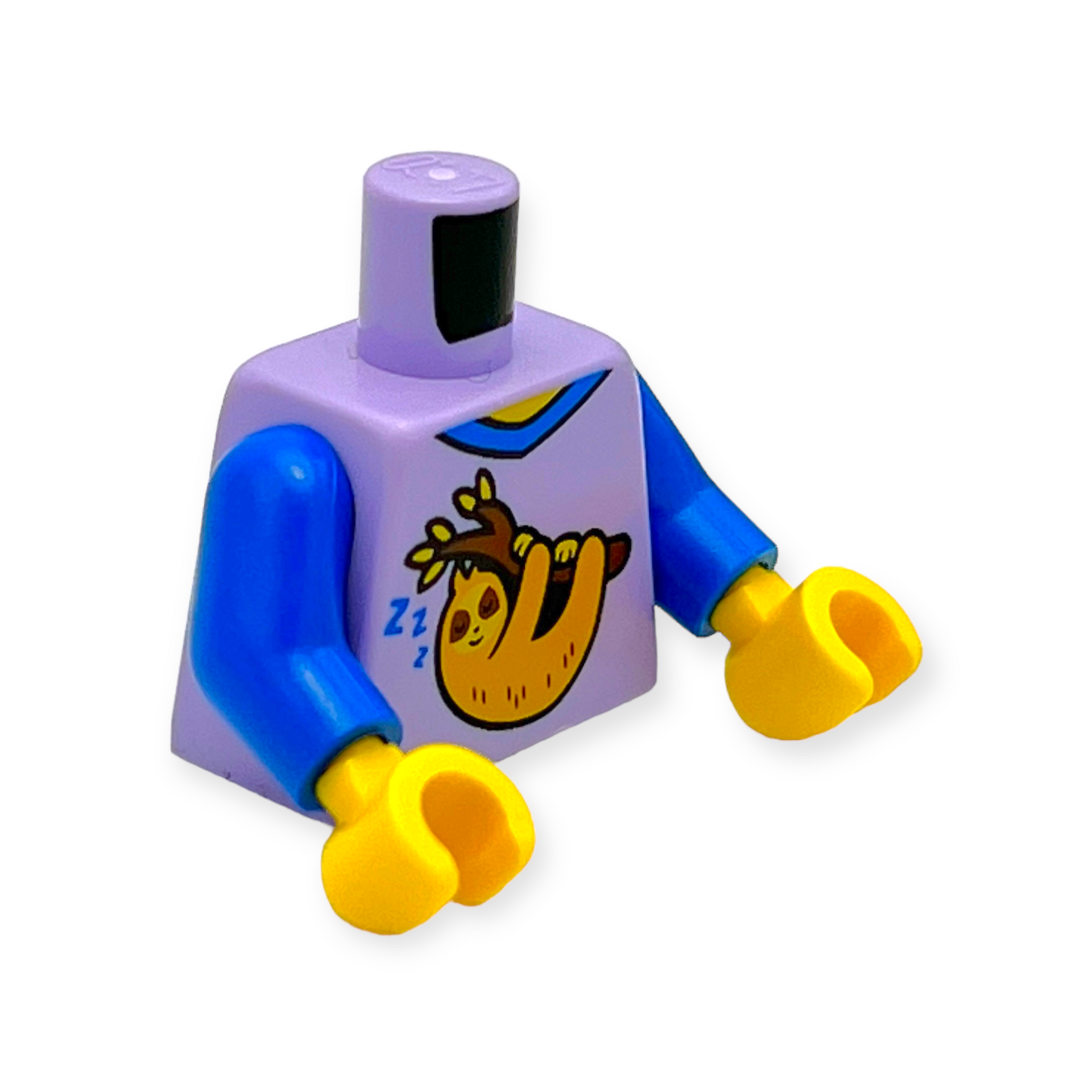 LEGO Torso - 6736 mit blauem Kragen „ZZZ“ und leuchtend hellorangefarbenem Faultier