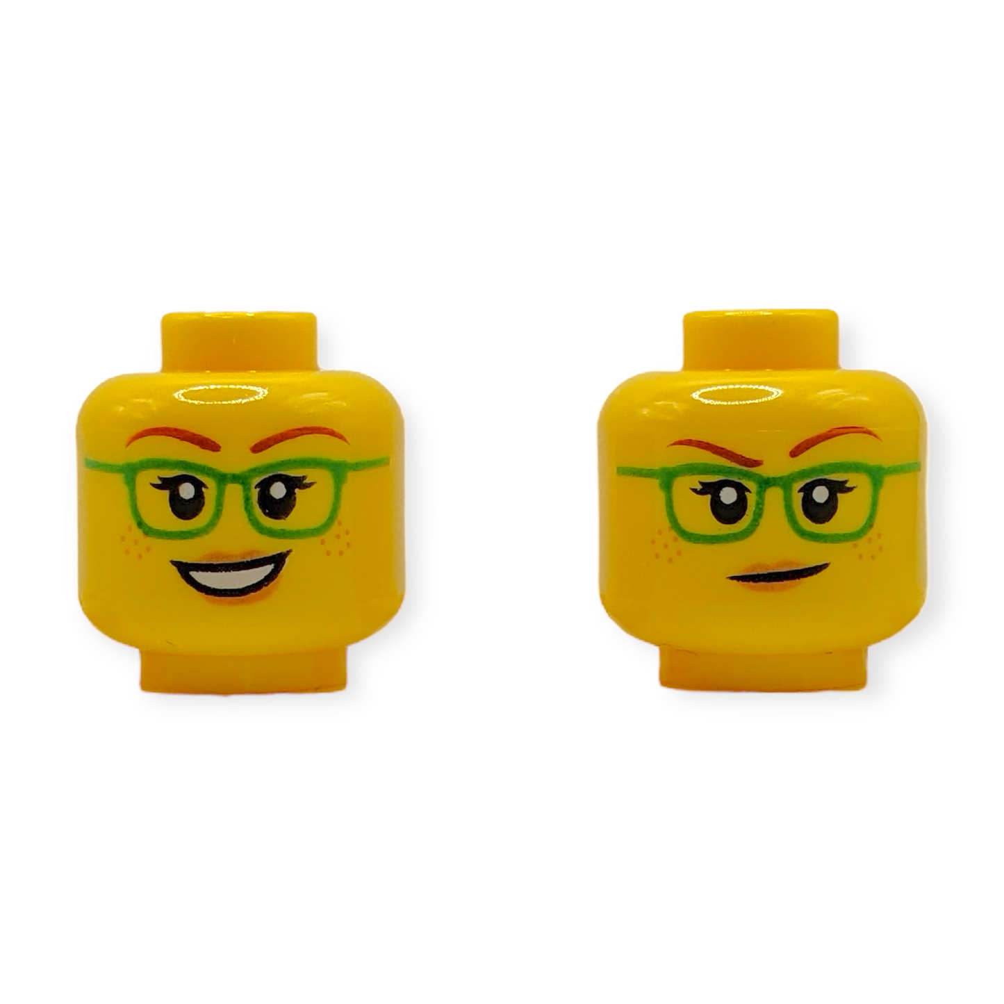 LEGO Head - 2972 Dual Sided Female Green Glasses